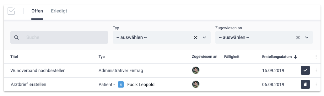 To-Do integriert in Praxissoftware